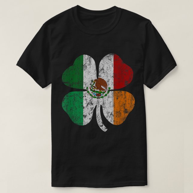 Camiseta Bandeira Irlandesa Mexicana Dia de São Patrício da (Frente do Design)