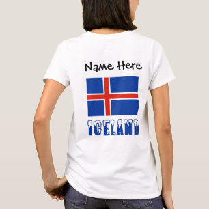 Camiseta Bandeira Islandesa Islândia Personalização Preta