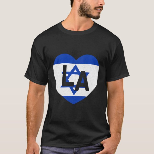 Camiseta Bandeira Israel País Bandeira do País La Los Angel (Frente)