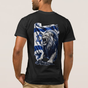 Camiseta Bandeira Israelense Leão Rugindo Patriótico