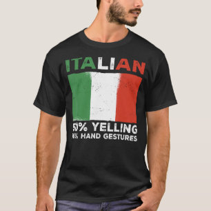 Camiseta Bandeira Itália 50 A Gritar 50 Gestos Mãos