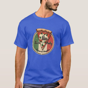 Camiseta Bandeira italiana com a pizza Vintage Roma & Nápol
