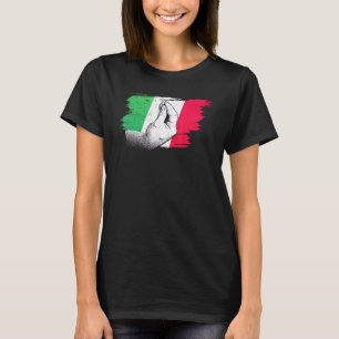 Camiseta Bandeira Italiana Com Gesto De Mão Italiano