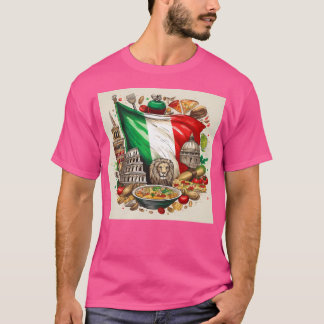 Camiseta Bandeira Italiana Com Marcas De Desvio E Ilustraçã