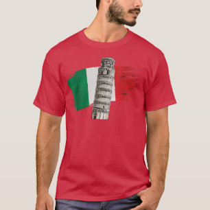 Camiseta Bandeira italiana com torre inclinada de Pisa na T