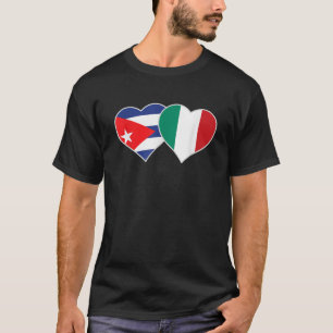 Camiseta Bandeira italiana cubana Heart Cuba Itália T Shirt