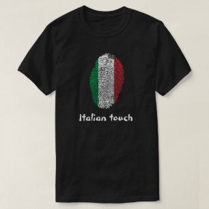 Camiseta Bandeira italiana da impressão digital do toque