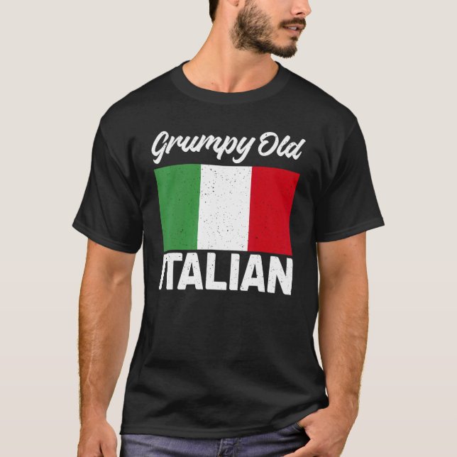 Camiseta Bandeira italiana Grumpy Vovô italiano antigo (Frente)