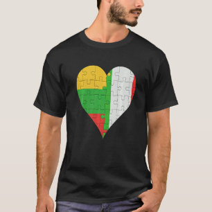 Camiseta Bandeira italiana lituana Heart