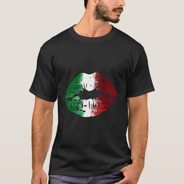 Camiseta Bandeira Italiana Me Beija Sou Lábios Italiano (Frente)