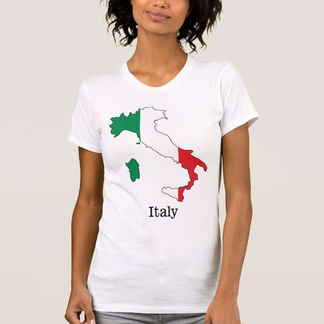 Camiseta Bandeira italiana no seu mapa - Coleção Souvenir (Frente)