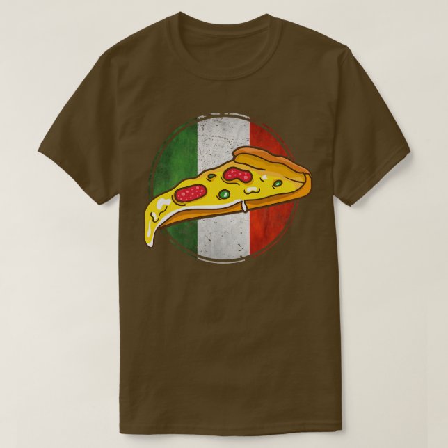 Camiseta Bandeira italiana Pizza Slice Funny Italia (Frente do Design)