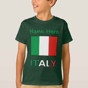 Camiseta Bandeira Italiana Tricolor Moderna Nome Aqui