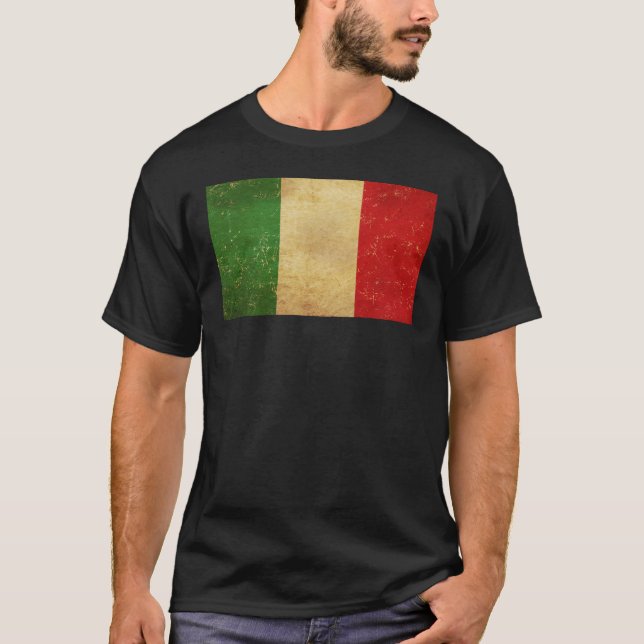 Camiseta Bandeira italiana Vintage Grunge Black (Frente)