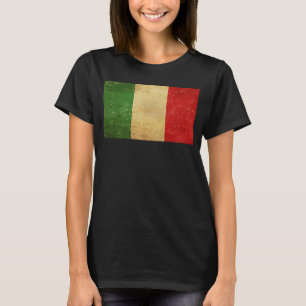 Camiseta Bandeira Italiana Vintage Grunge Feminina Preta