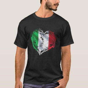 Camiseta Bandeira Italiana Vintage Itália Cardíaco Homens P