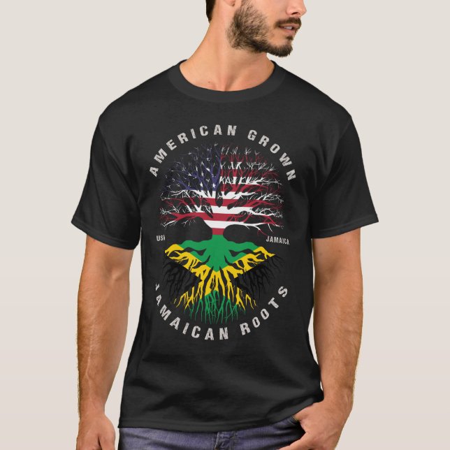 Camiseta Bandeira jamaicana americana crescida americana (Frente)