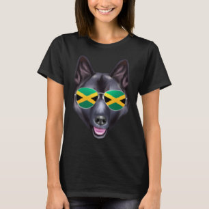 Camiseta Bandeira Jamaicana Cachorro Norwegian Elkhound Jam