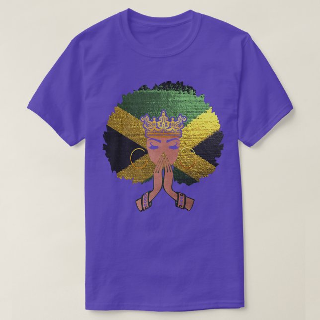 Camiseta Bandeira Jamaicana Mulher Negra Rainha da Melanina (Frente do Design)