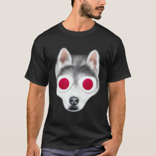 Camiseta Bandeira Japonesa Cão Husky Siberiano Japão Bolso
