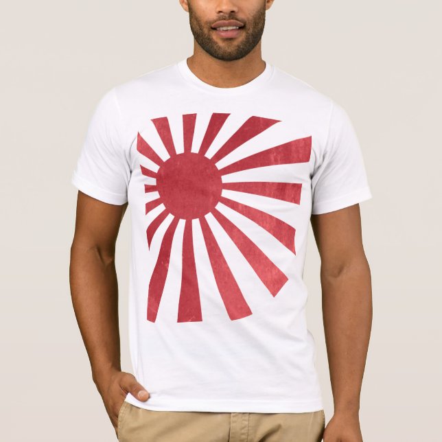 Camiseta Bandeira japonesa de Sun de ascensão (afligida (Frente)