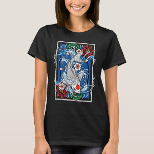 Camiseta Bandeira Japonesa Peixe Koi Flor de Cerejeira Esté