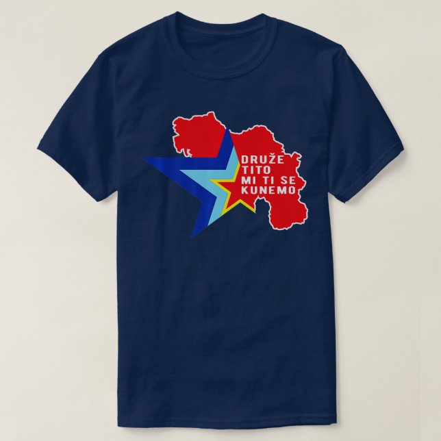Camiseta bandeira jugoslava dos Balcãs SFRY Josip Broz Tito (Frente do Design)