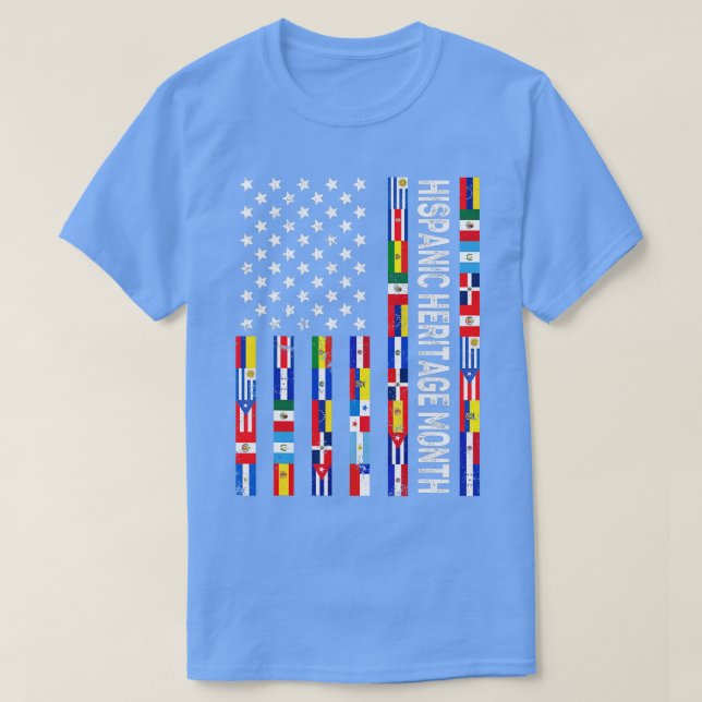 Camiseta Bandeira latino-americana Herança hispânica Mês Tu (Frente do Design)