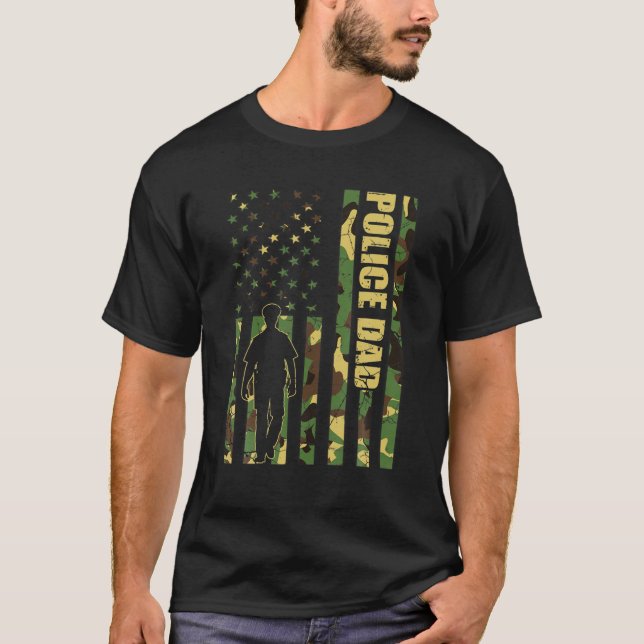 Camiseta Bandeira Legal Americana Fath na Polícia de Camufl (Frente)