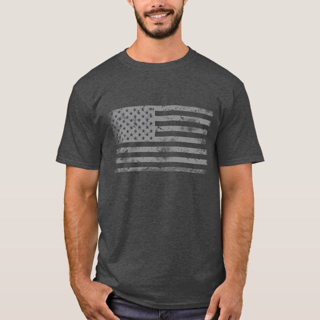 Camiseta Bandeira Legal de Prata Patriótica Americana (Frente)