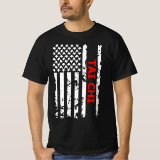 Camiseta Bandeira Legal de Tai Chi, Preta e Branca, EUA