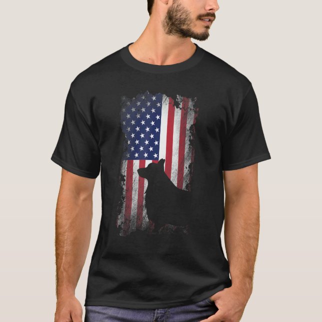 Camiseta Bandeira Legal Patriótica Corgi Americana (Frente)