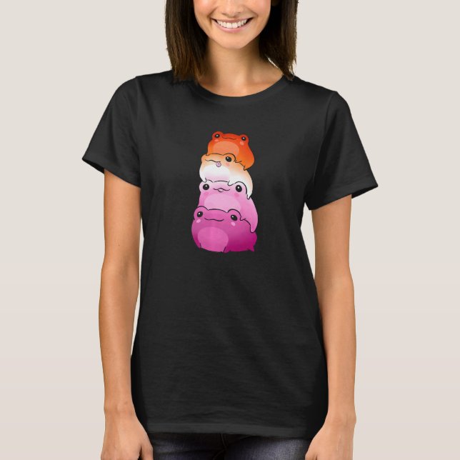 Camiseta Bandeira Lésbica Cores Sapo Sutil Orgulho Sapphic  (Frente)