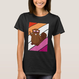 Camiseta Bandeira Lésbica Orgulho de Castor LGBTQ Aliado Or