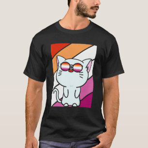 Camiseta Bandeira Lésbica Orgulho de Gato Fofo Aliada Orgul