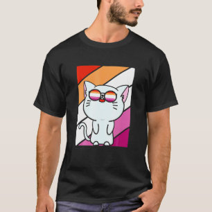 Camiseta Bandeira Lésbica Orgulho de Gato Fofo Aliado Orgul