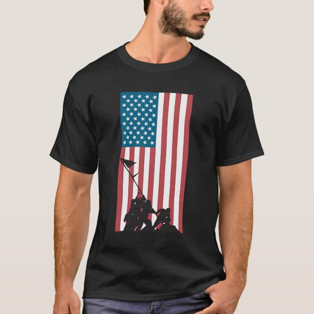 Camiseta Bandeira Levantando Iwo Jima (Frente)