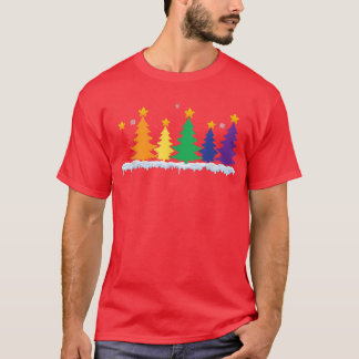 Camiseta Bandeira LGBT Árvore de Natal Merry Xmas Gay LGBT
