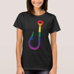 Camiseta Bandeira Lgbt Gancho de Pesca Angler Gay Orgulho Q