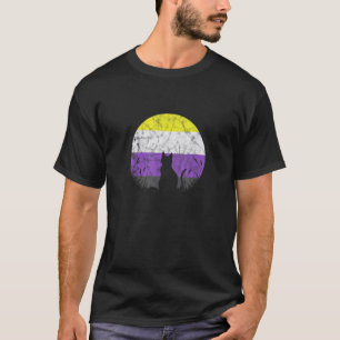 Camiseta Bandeira LGBT Não Binário Gato Lua Gênero Enby Dis