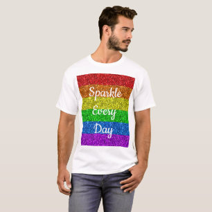 Camiseta bandeira LGBT vibrante Brilho todos os dias texto