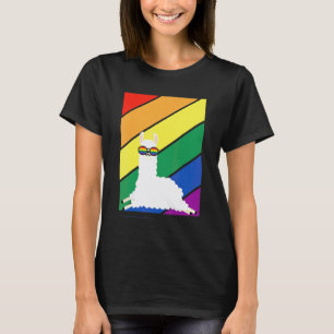 Camiseta Bandeira Lgbtq Mês do Orgulho Gay Lhama Arco-íris