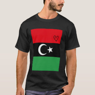 Camiseta Bandeira Líbia Coração Líbio Orgulho Patrimônio Na