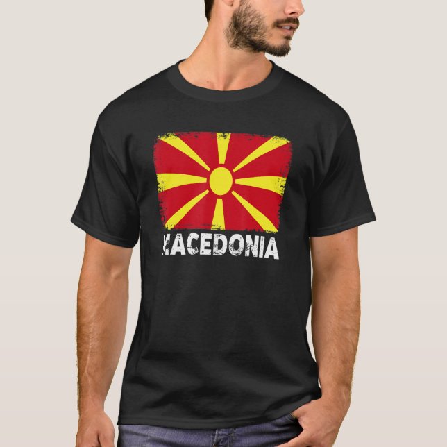 Camiseta Bandeira Macedônia Apoio a Pessoas macedônios (Frente)