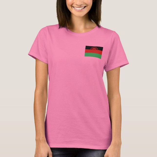 Camiseta Bandeira Malawi e Mapa de T-Shirt (Frente)