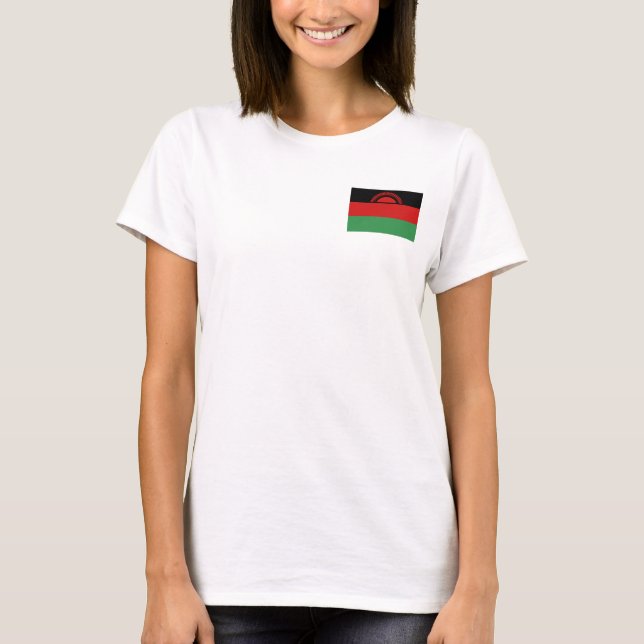 Camiseta Bandeira Malawi e Mapa de T-Shirt (Frente)