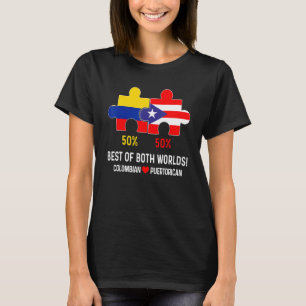 Camiseta Bandeira Mapa Boricua Metade Colombiana Metade Por