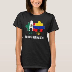 Camiseta Bandeira Mapa DNA México Colômbia metade Colombian