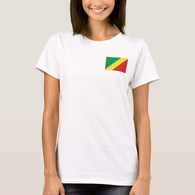 Camiseta Bandeira + Mapa do Congo-Brazzaville (Frente)