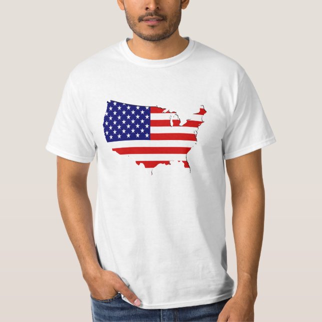 Camiseta Bandeira-mapa dos EUA (Frente)